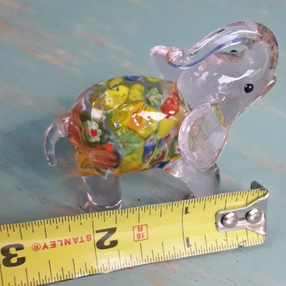 Murano Glass Elephant Millefiore Multi Colored Blown Glass Handmade Figurine - Picture 7 of 16